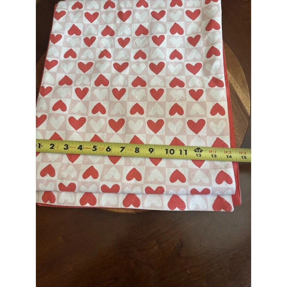 Threshold Table Runner Red Pink Check Hearts Valentines 14” X 36”